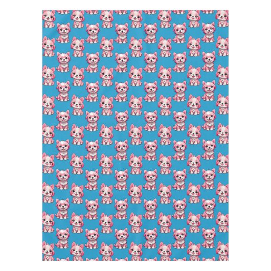Schattige Roze Honden - Blauw Tafelkleed (Voorkant)