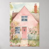 Schattige Roze Huis Poster (Voorkant)
