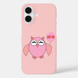 Schattige Roze I Love You Uil iPhone 16 Hoesje