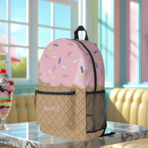 Schattige Roze Ice Cream Cone Monogram Gedrukte Ru