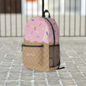 Schattige Roze Ice Cream Cone Monogram Gedrukte Ru Bedrukte Rugzak