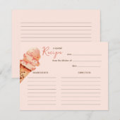 Schattige roze ijsfeest recept kaart (Voorkant / Achterkant)