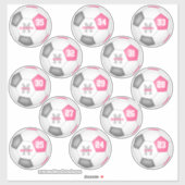 schattige roze individuele voetballers sticker (Vel)