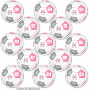 schattige roze individuele voetballers sticker