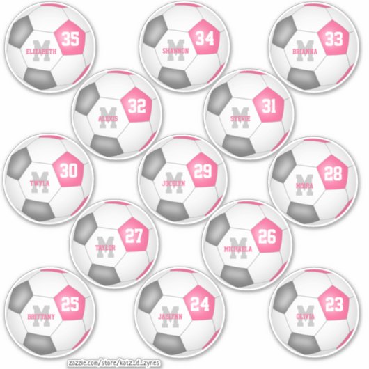 schattige roze individuele voetballers sticker (Voorkant)