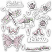 Schattige roze insecten en kevers sticker (Voorkant)