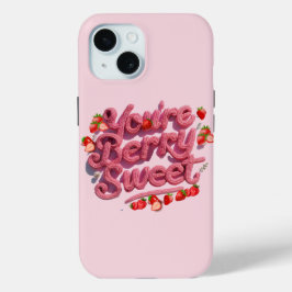 Schattige roze Je bent Berry Sweet Strawberry Coqu iPhone 15 Case
