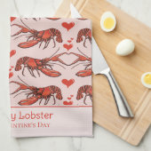 Schattige roze Je bent mijn kreeft Valentijnsdag Theedoek (Quarter Fold)