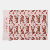 Schattige roze Je bent mijn kreeft Valentijnsdag Theedoek (Horizontaal)