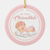 Schattige Roze Joodse Chanoeka Baby's Eerste Chris Keramisch Ornament (Voorkant)