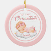 Schattige Roze Joodse Chanoeka Baby's Eerste Chris Keramisch Ornament (Achterkant)
