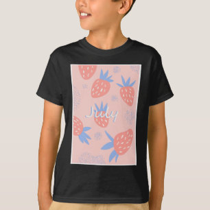 Schattige Roze Juli Aardbei Vers Fruit Berry Summe T-shirt