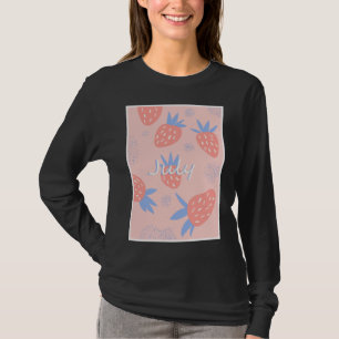 Schattige Roze Juli Aardbei Vers Fruit Berry Summe T-shirt