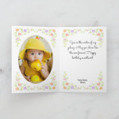 Schattige roze jurk prinses bloemenfoto Verjaardag Kaart (Binnen)