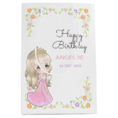 Schattige roze jurk prinses bloemenkrans medium cadeauzakje (Voorkant)