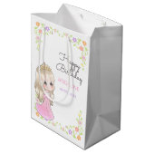 Schattige roze jurk prinses bloemenkrans medium cadeauzakje (Achterkant Gekanteld)