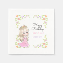 Schattige roze jurk prinses bloemenkrans servet