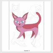 Schattige roze kat en keukendoppen sticker (Vel)