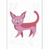 Schattige roze kat en keukendoppen sticker (Voorkant)