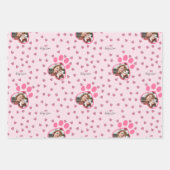 Schattige Roze Kat Liefde Custom Foto Kinder Inpakpapier Vel (Voorkant)