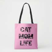 Schattige Roze Kat Moeder Leven Moderne Chic Moede Tote Bag (Voorkant)