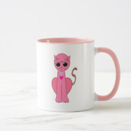 Schattige roze kat mok