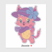 Schattige Roze Kat Sticker (Vel)