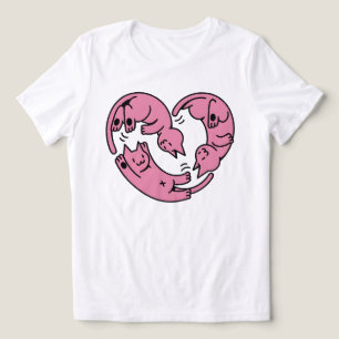 Schattige Roze Katten Hartvorm Kawaii Dier Tri-Blend Shirt
