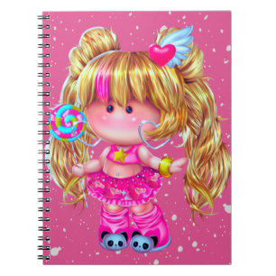 Schattige roze Kawaii Doll Notitieboek