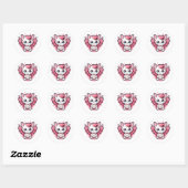Schattige Roze Kawaii Kat met Vleugels Ronde Sticker (Vel)