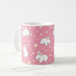 Schattige Roze Kawaii Konijn Doodle Koffiemok