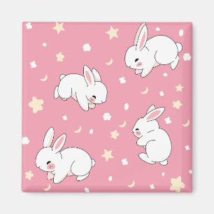 Schattige Roze Kawaii Konijn Doodle Magneet