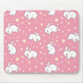Schattige Roze Kawaii Konijn Doodle Muismat (Voorkant)