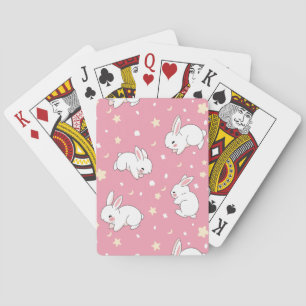 Schattige Roze Kawaii Konijn Doodle Pokerkaarten