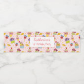 Schattige roze kawaii snoepjes happy 1st verjaarda waterfles etiket (Enkel label)