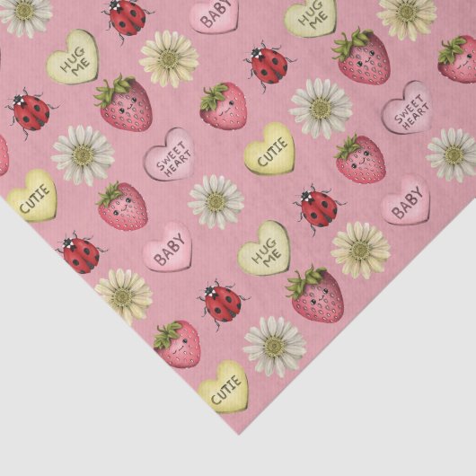 Schattige Roze Kawaii Valentijnsdag Patroon Tissuepapier (Detail)