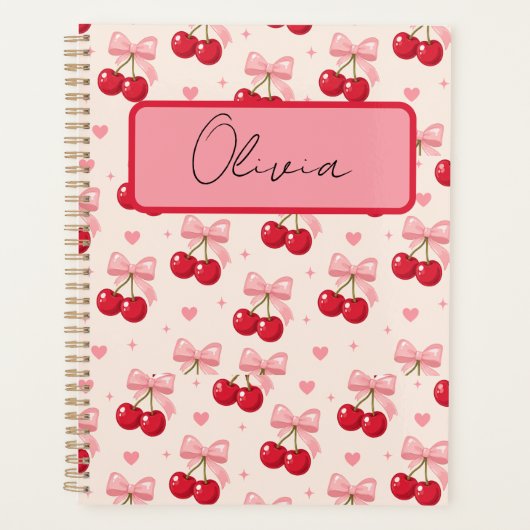 Schattige Roze Kers Strik Coquette Terug naar Scho Planner (Voorkant)
