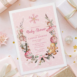 Schattige Roze Kerst Baby shower Kaart
