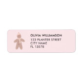 Schattige roze Kerst gingerbread man Etiket (Voorkant)