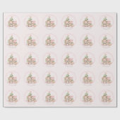 Schattige Roze Kerst inpakpapier Naam Baby Meisje (Vlak)