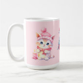 Schattige Roze Kerst Kittens Custom Koffiemok (Links)
