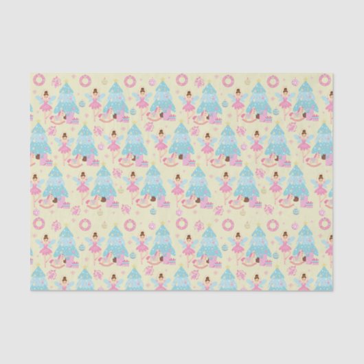 Schattige Roze Kerst Notenkraker Ballerina Tissuepapier (Voorkant)