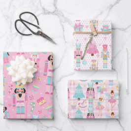 Schattige Roze Kerst Notenkraker Ballet Inpakpapier Vel