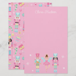 Schattige Roze Kerst Notenkraker Gepersonaliseerd Briefpapier