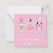 Schattige roze kerst notenkraker notitiekaartje (Voorkant)