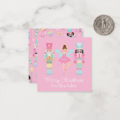 Schattige roze kerst notenkraker notitiekaartje (Voorkant / Achterkant in situ)