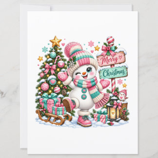 Schattige Roze Kerst Sneeuwman
