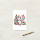Schattige Roze Kerst Sneeuwman Post-it® Notes (Op bureau)