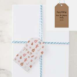 Schattige Roze Kerst Thema Cadeaulabel