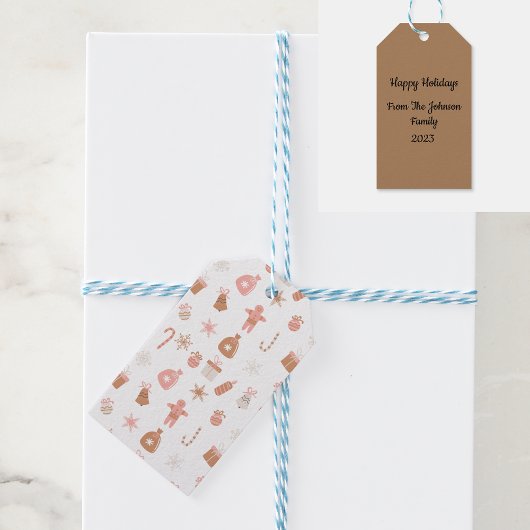 Schattige Roze Kerst Thema Cadeaulabel